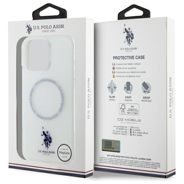 US Polo IML Ring MagSafe Case for iPhone 16 Pro Max - White