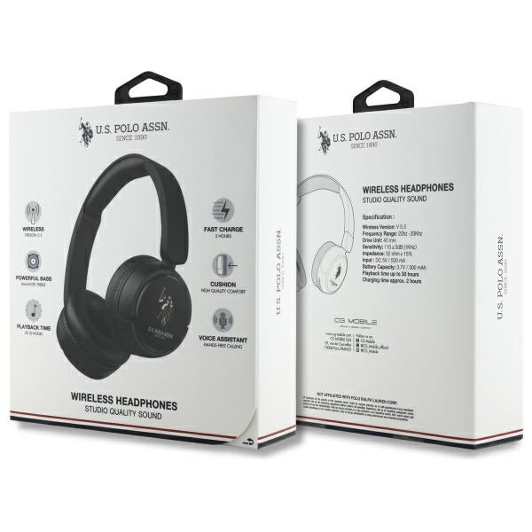 US Polo Bluetooth Headphones USHPV6PUNK Black/Black DH Color Logo