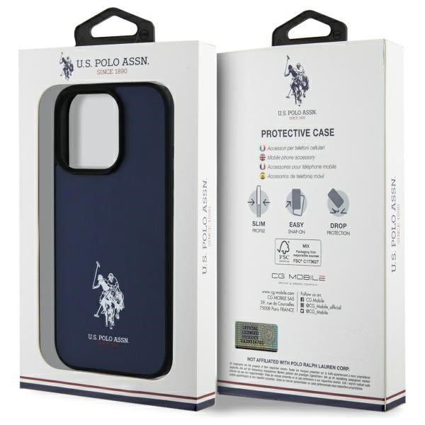 US Polo USHCP15XPGEV iPhone 15 Pro Max 6.7" Navy Leather Embroidered DH Color