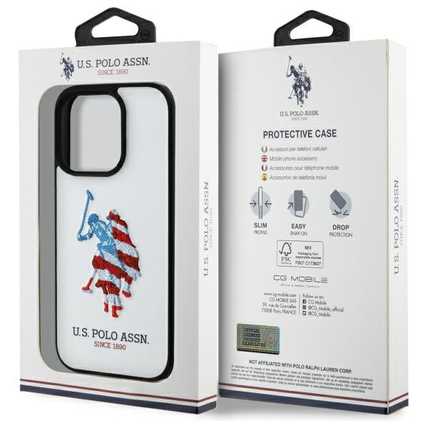 US Polo USHCP15XPUSH iPhone 15 Pro Max 6.7" white/white Leather Big DH American Flag