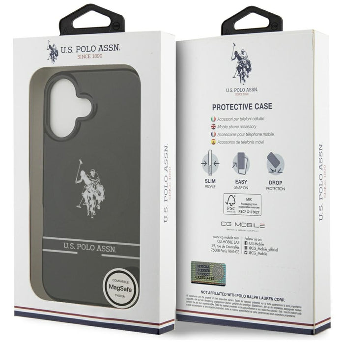 US Polo DH and Bottom Stripe Logo MagSafe iPhone 17 Case - Black