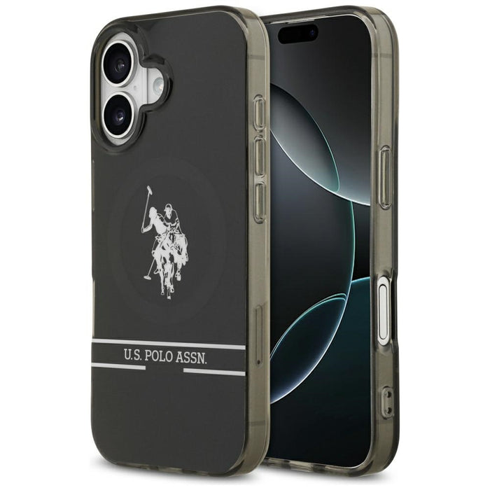 US Polo DH and Bottom Stripe Logo MagSafe iPhone 17 Case - Black
