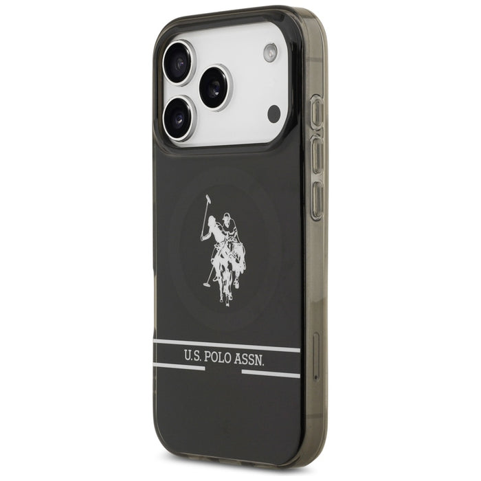 US Polo DH and Bottom Stripe Logo MagSafe Case for iPhone 17 Pro - Black