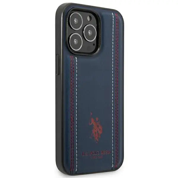 US Polo USHCP14LPFAV iPhone 14 Pro 6.1’’ navy/navy blue Leather Stitch - Cell phone cases and covers<<<HurtelXML