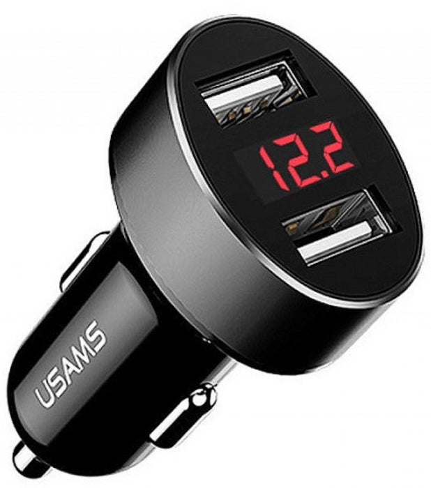 Car charger Usams C1 2.1A, Digital Display, CC45GC01black