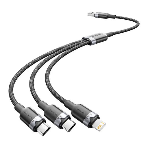 USB 2.0 A male to 3-in-1 USB-C Lightning and Micro-B male cable Vention 3A CTPBG 1.5m - Combo Cables<<<USB cables<<<GSM