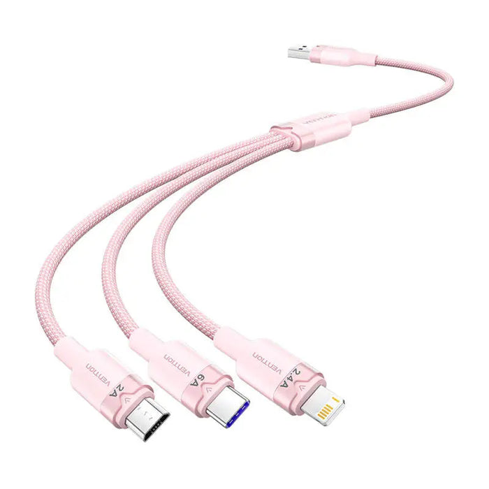 USB 2.0 A to 3-in-1 6A cable Vention CTRPG 1.5M (pink) - USB cables<<<Cables<<<IT Accessories<<<InnproXML