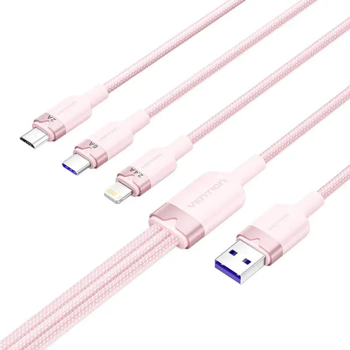 USB 2.0 A to 3-in-1 6A cable Vention CTRPG 1.5M (pink) - USB cables<<<Cables<<<IT Accessories<<<InnproXML