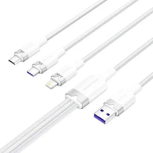 USB 2.0 A to 3-in-1 6A cable Vention CTRWG 1.5M (white) - USB cables<<<Cables<<<IT Accessories<<<InnproXML