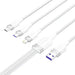 USB 2.0 A to 3-in-1 6A cable Vention CTRWG 1.5M (white) - USB cables<<<Cables<<<IT Accessories<<<InnproXML