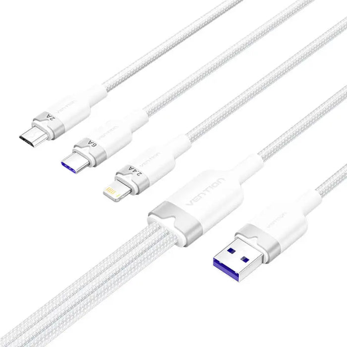 USB 2.0 A to 3-in-1 6A cable Vention CTRWG 1.5M (white) - USB cables<<<Cables<<<IT Accessories<<<InnproXML
