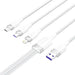 USB 2.0 A to 3-in-1 6A cable Vention CTRWG 1.5M (white) - USB cables<<<Cables<<<IT Accessories<<<InnproXML