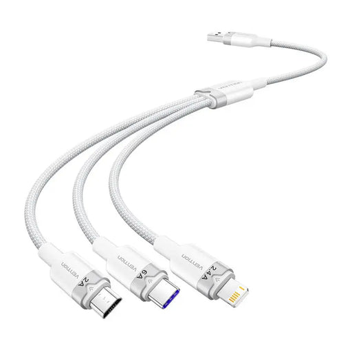 USB 2.0 A to 3-in-1 6A cable Vention CTRWG 1.5M (white) - USB cables<<<Cables<<<IT Accessories<<<InnproXML