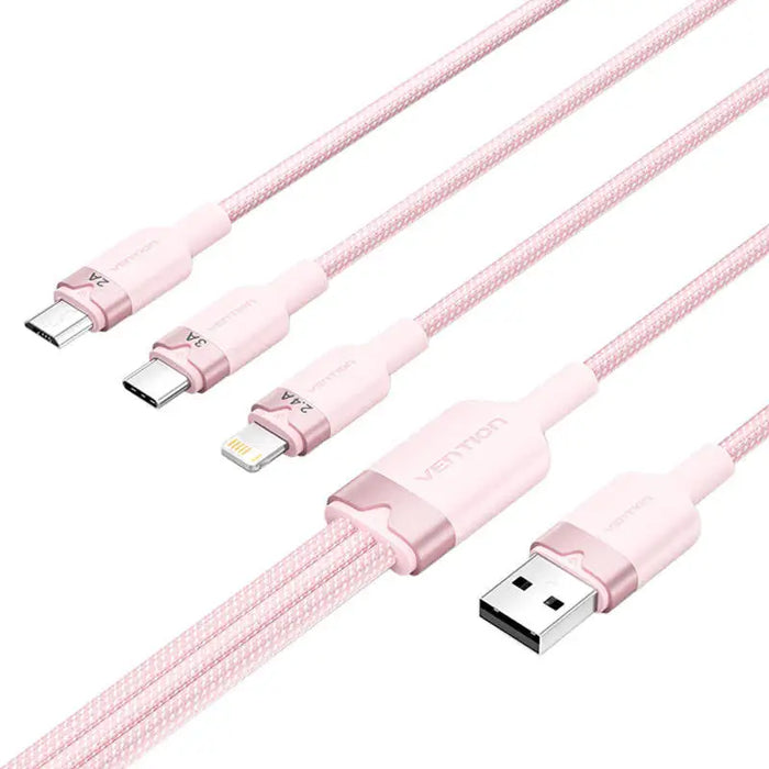 USB 2.0 A to 3in1 3A cable Vention CTPPG 1.5M (pink) - USB cables<<<Cables<<<IT Accessories<<<InnproXML