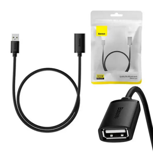 USB 2.0 Extension cable Baseus male to female AirJoy Series 0.5m (black) - USB cables<<<Cables<<<IT