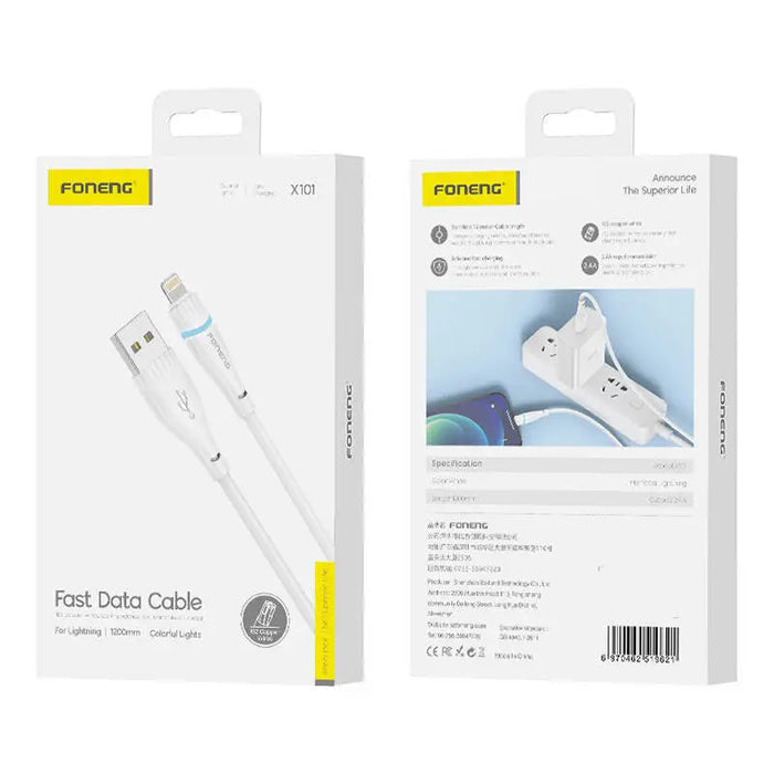 USB-A do Lightning Cable Foneng X101 2,4A 1,2m (biały) - USB to Lightning<<<USB cables<<<GSM Accessories<<<InnproXML