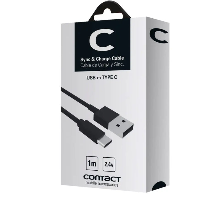 USB A to USB C Cable Contact (1 m) Black - Електроника Телефони и таблети<<<Компютри| Електроника<<<BigBuy&&&USB