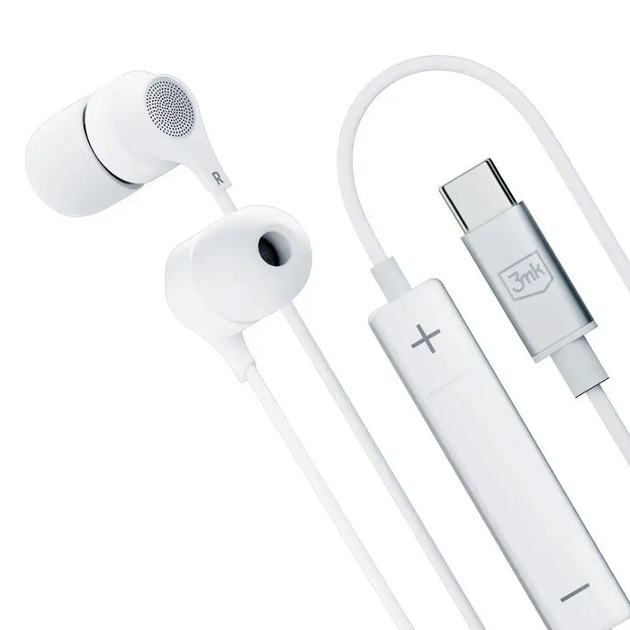 USB-C 3mk Wired Headphones - white - Headphones and speakers<<<HurtelXML