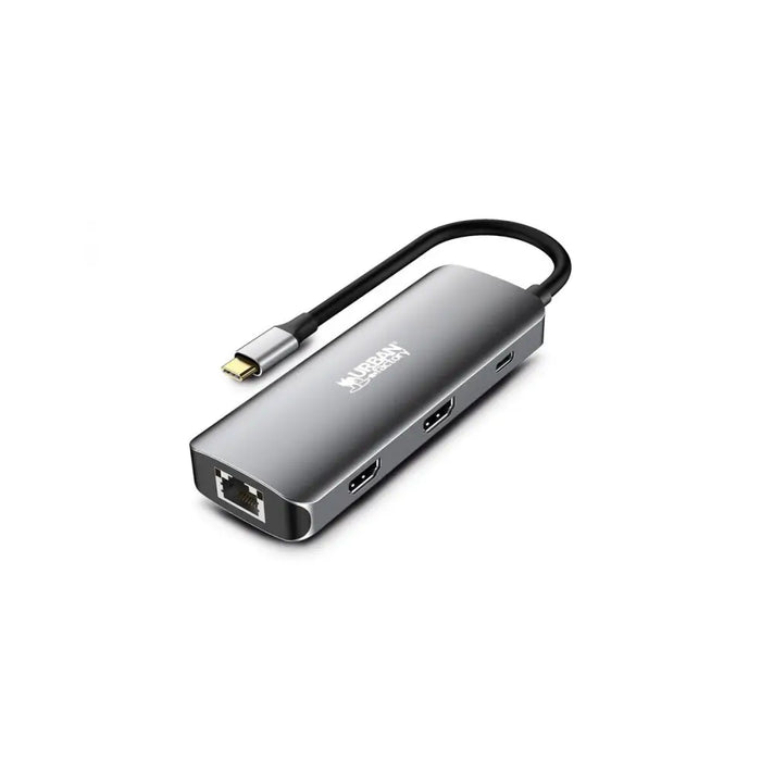USB-C Hub Urban Factory MHC55UF Grey - Компютър Мрежи и компоненти<<<Компютри| Електроника<<<BigBuy&&&HUB