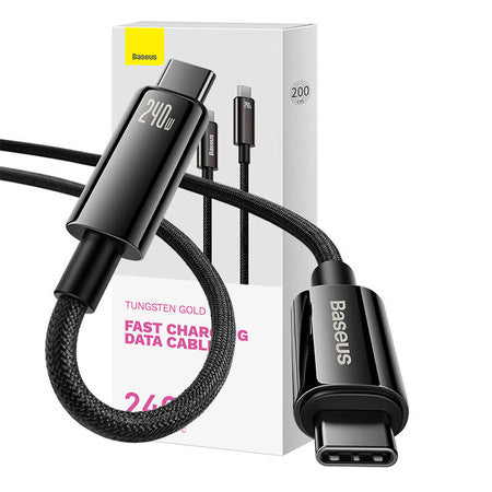 USB-C to USB-C cable Baseus Tungsten Gold 240W 2 m (black) - USB-C to USB-C<<<USB cables<<<GSM