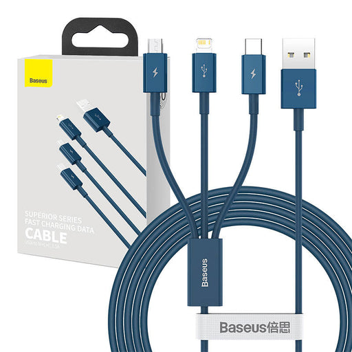 USB cable 3in1 Baseus Superior Series USB to micro USB / USB-C / Lightning 3.5A 1.5m (blue) - Combo Cables<<<USB