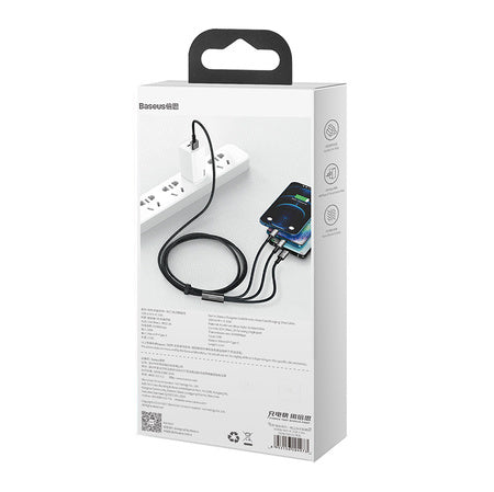USB cable 3in1 Baseus Tungsten Gold USB to micro USB / USB-C / Lightning 3.5A 1.5m (black) - Combo Cables<<<USB