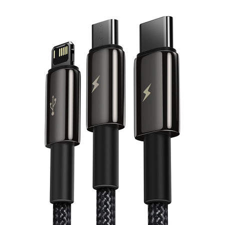 USB cable 3in1 Baseus Tungsten Gold USB to micro USB / USB-C / Lightning 3.5A 1.5m (black) - Combo Cables<<<USB