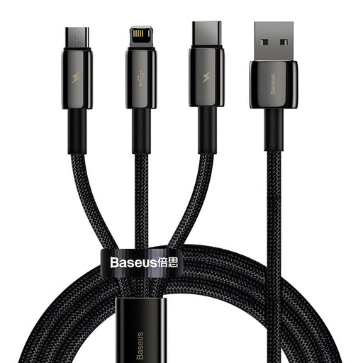 USB cable 3in1 Baseus Tungsten Gold USB to micro USB / USB-C / Lightning 3.5A 1.5m (black) - Combo Cables<<<USB