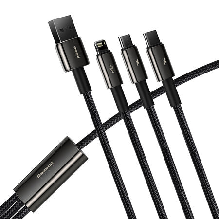 USB cable 3in1 Baseus Tungsten Gold USB to micro USB / USB-C / Lightning 3.5A 1.5m (black) - Combo Cables<<<USB