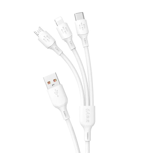 USB cable - USB C / micro USB / Lightning 480Mb/s 6A 1.2m - white - Cell phone cables<<<HurtelXML