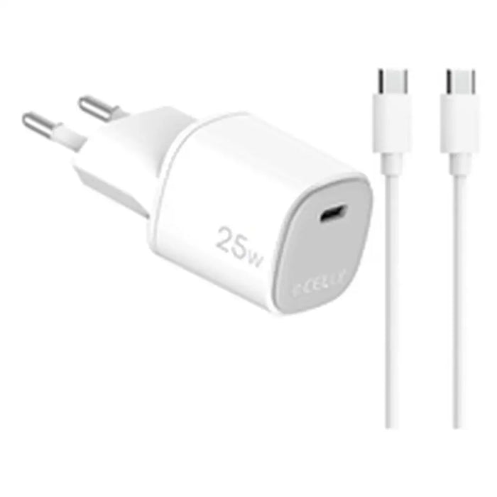 USB Cable Celly UPTC1USBC25WCTC White - Електроника Телефони и таблети<<<Компютри| Електроника<<<BigBuy&&&USB зарядни и