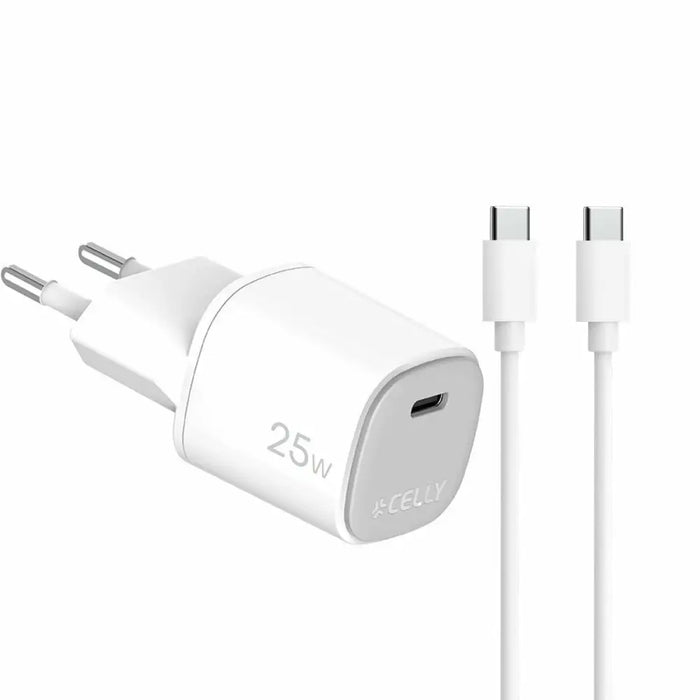 USB Cable Celly UPTC1USBC25WCTC White - Електроника Телефони и таблети<<<Компютри| Електроника<<<BigBuy&&&USB зарядни и