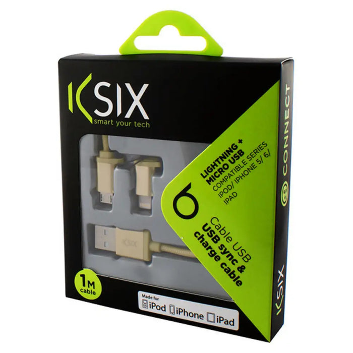 USB Cable to Micro USB and Lightning KSIX - Електроника Телефони и таблети<<<Компютри| Електроника<<<BigBuy&&&USB