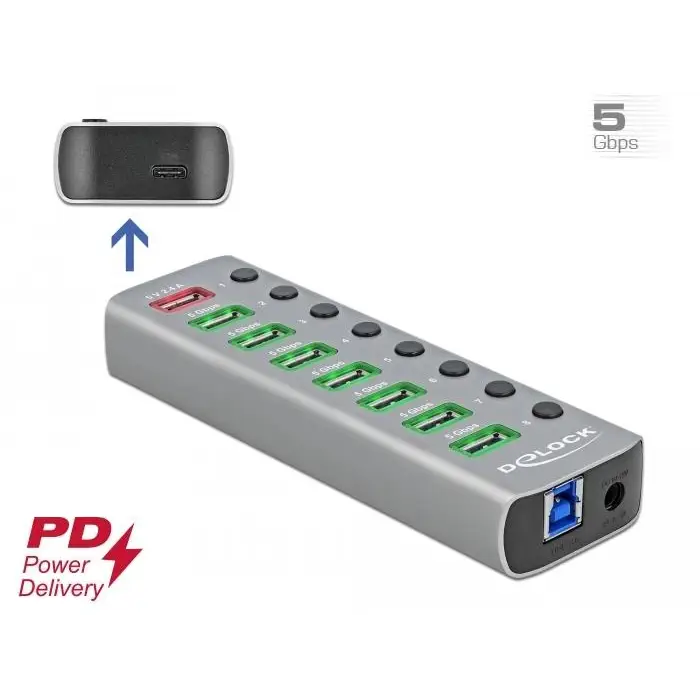 USB хъб 9 порта DELOCK 63264 - USB хъбове<<<Компютърна периферия<<<ValiAPI