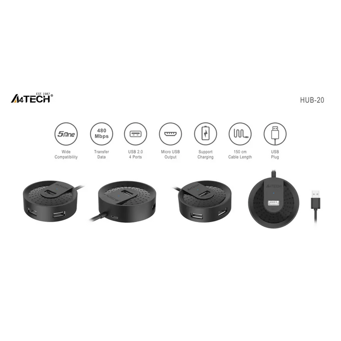 USB hub A4tech HUB-20 4 ports USB 2.0 - USB хъбове<<<Компютърна периферия<<<ValiAPI