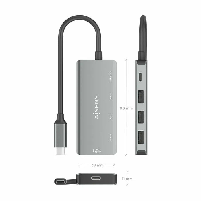 USB Hub Aisens A109-0945 Grey 100 W - Компютър Мрежи и компоненти<<<Компютри| Електроника<<<BigBuy&&&HUB USB<<<Компютър