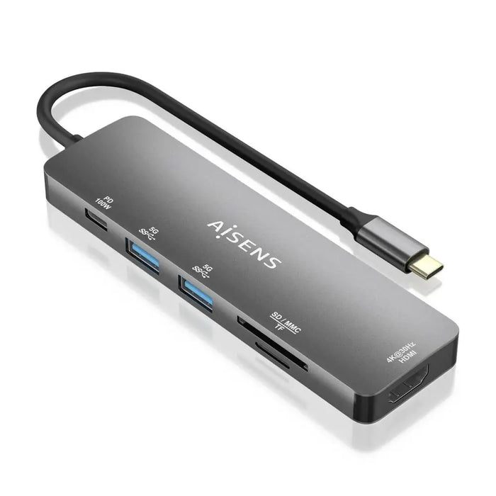USB Hub Aisens ASUC-6P016-GR Grey (1 Unit) - Компютър Мрежи и компоненти<<<Компютри| Електроника<<<BigBuy&&&HUB