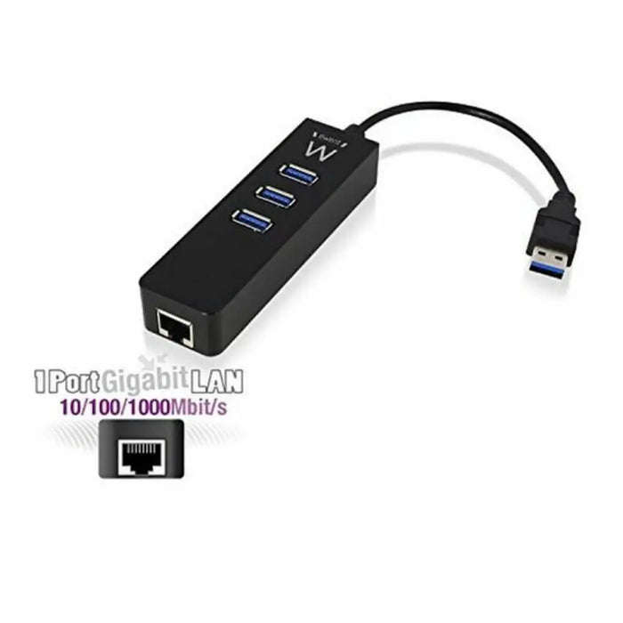 USB Hub Ewent AAOAUS0127 3 x USB 3.1 RJ45 Plug and Play - Компютър Мрежи и компоненти<<<Компютри|