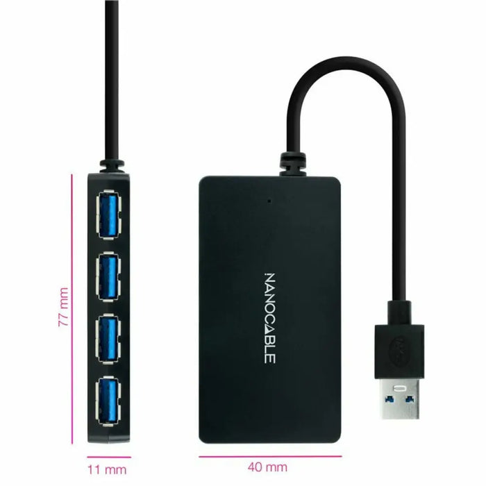 USB Hub NANOCABLE 10.16.4403 Black - Компютър Мрежи и компоненти<<<Компютри| Електроника<<<BigBuy&&&HUB USB<<<Компютър