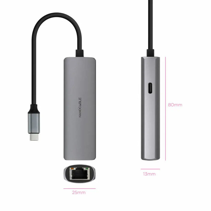 USB Hub NANOCABLE 10.16.4603 Grey 100 W - Компютър Мрежи и компоненти<<<Компютри| Електроника<<<BigBuy&&&HUB