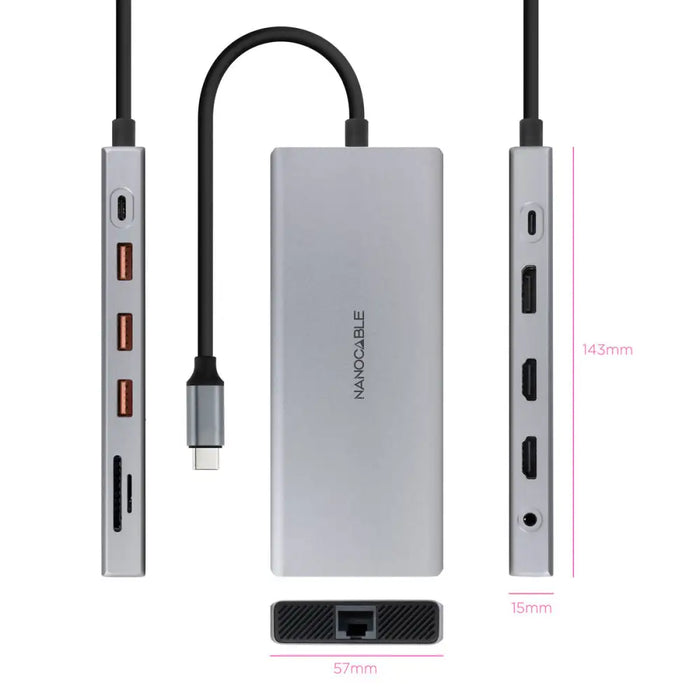 USB Hub NANOCABLE 10.16.4612 Grey 100 W - Компютър Мрежи и компоненти<<<Компютри| Електроника<<<BigBuy&&&HUB