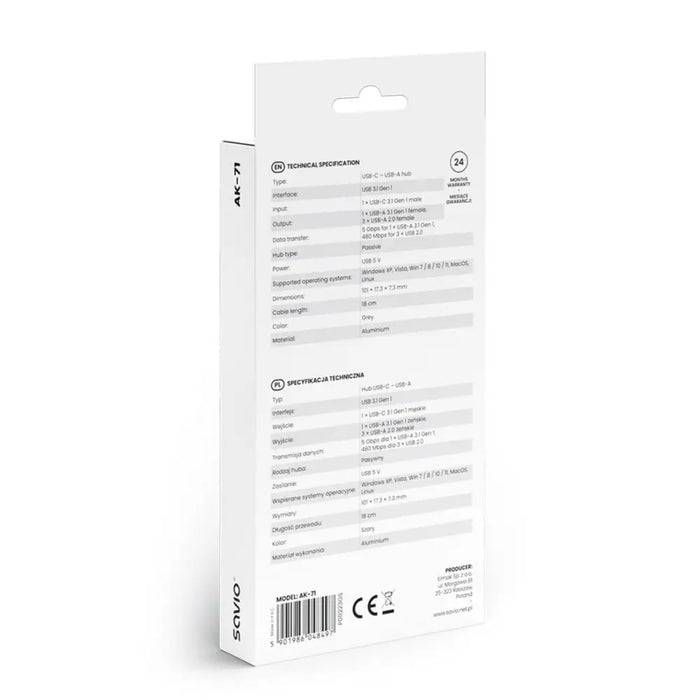 USB Hub Savio AK-71 - HUB USB<<<Компютър Мрежи и компоненти<<<Компютри| Електроника<<<BigBuy&&&AdaptersKBA-ADA<<<Cables