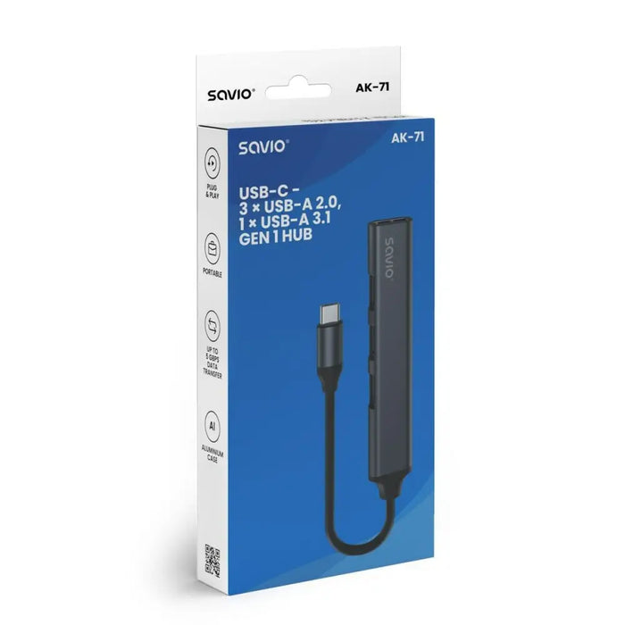 USB Hub Savio AK-71 - HUB USB<<<Компютър Мрежи и компоненти<<<Компютри| Електроника<<<BigBuy&&&AdaptersKBA-ADA<<<Cables
