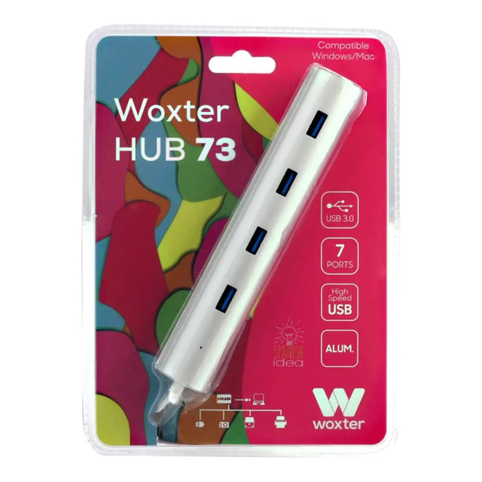 USB Hub Woxter PE26-142 White Silver Aluminium (1 Unit) - Компютър Мрежи и компоненти<<<Компютри|