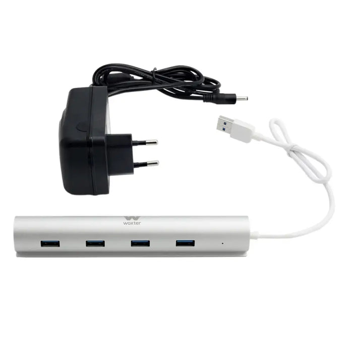 USB Hub Woxter PE26-142 White Silver Aluminium (1 Unit) - Компютър Мрежи и компоненти<<<Компютри|