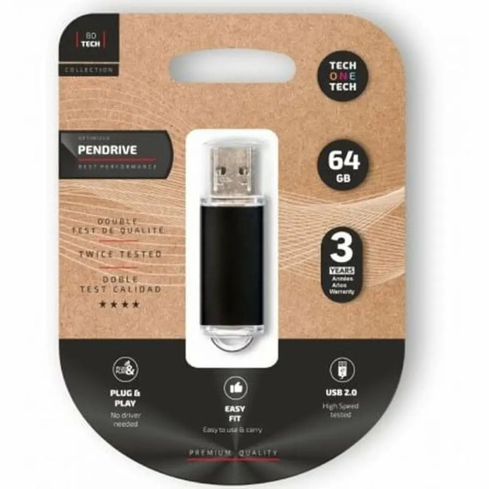USB stick Tech One Tech TEC3008-64 Black - Компютър Мрежи и компоненти<<<Компютри| Електроника<<<BigBuy&&&USB флаш