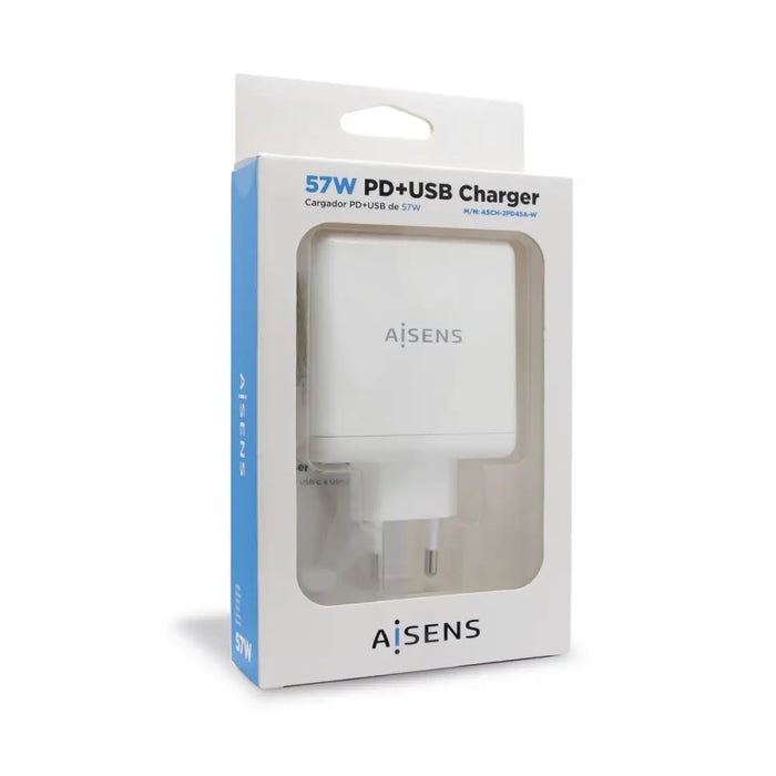 USB Wall Charger Aisens ASCH-2PD45A-W White 57 W USB-C (1 Unit) - Електроника Телефони и таблети<<<Компютри|