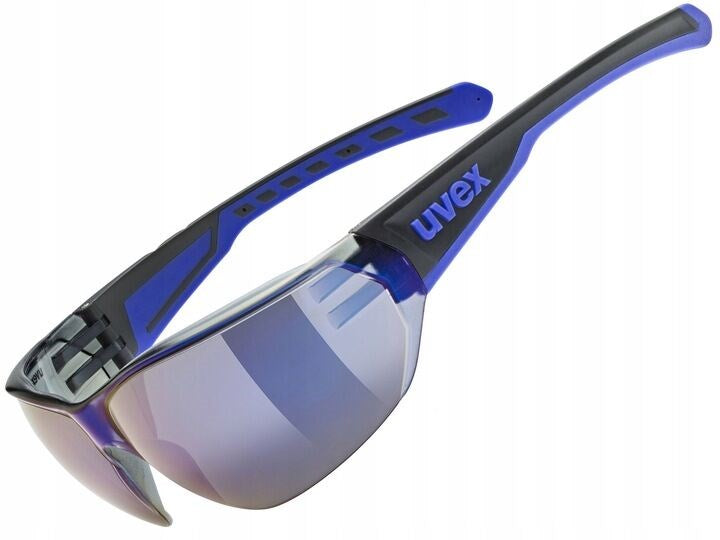 UVEX Equate cycling glasses, black/blue matt/mirror blue