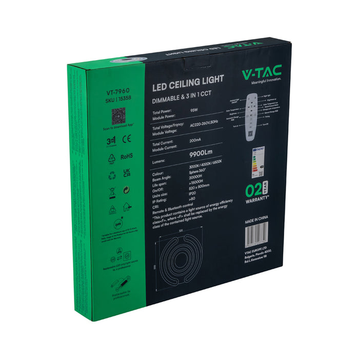 LED CEILING LIGHT 95W 3000-6500K Ф50 DIMMABLE V-TAC