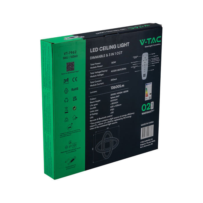 LED CEILING LAMP 130W 3000-6500K 50CM DIMMABLE V-TAC